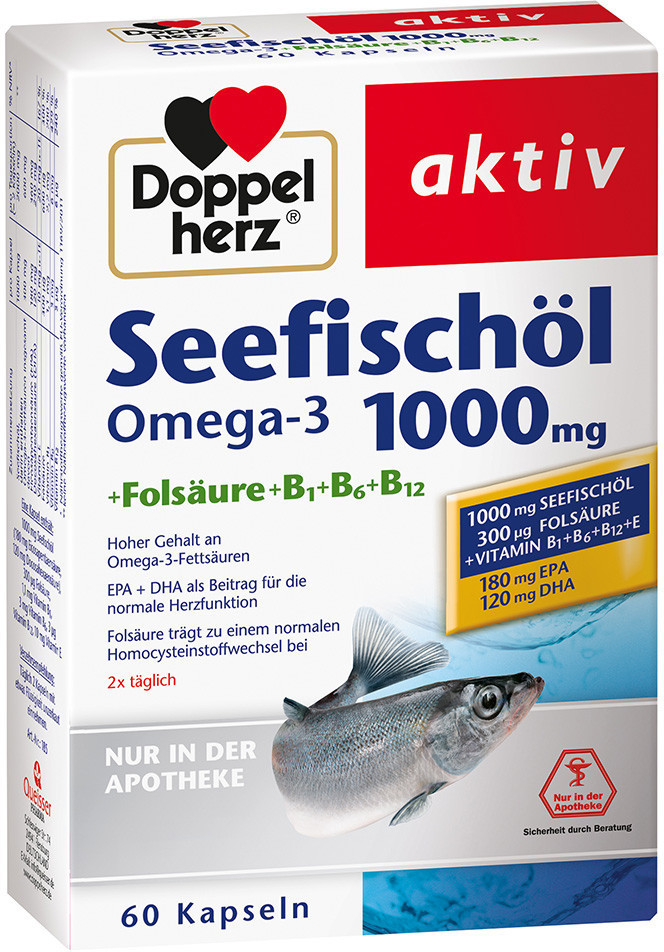 Doppelherz Seefischöl Omega-3 1000 mg + Folsäure + B1 + B6 + B12
