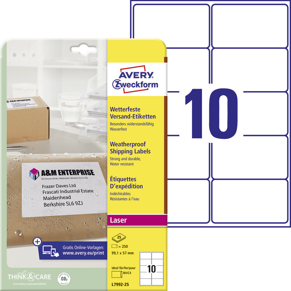 Avery Étiquettes adressage, 99,1x57mm (L7992-25)