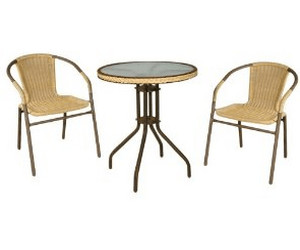 Hansen Rattan Outdoormöbel Set 3-teilig 2 Sessel 1 Tisch ...