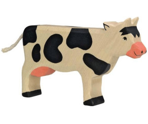 Kuh schwarz fressend Ostheimer Figuren Tiere Krippenfiguren Bauernhof 