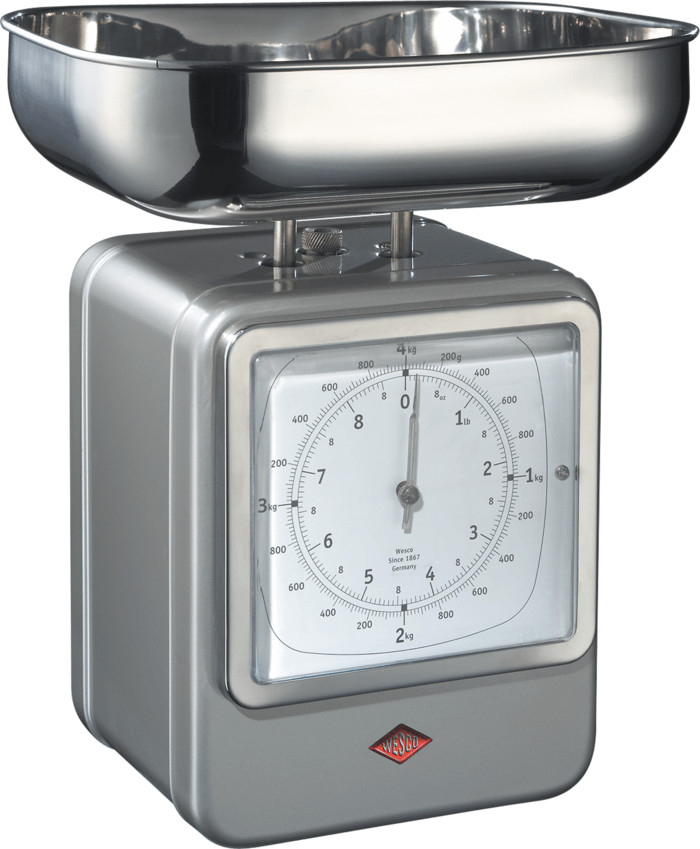 Wesco Balance de cuisine et horloge rétro argent