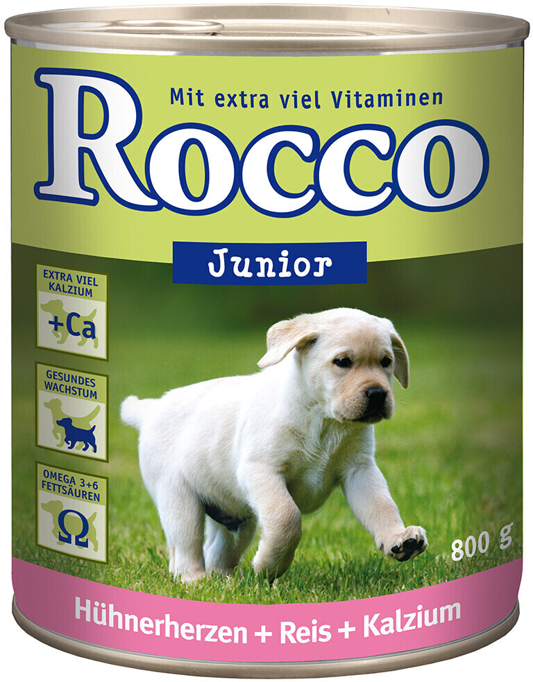 Rocco Junior coeurs de poulet& riz + calcium (800 g)