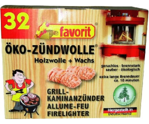 Favorit 1228 Öko Zündwolle Set 5 x 32 Holzwolle Grillanzünder Kaminanzünder Ofen 