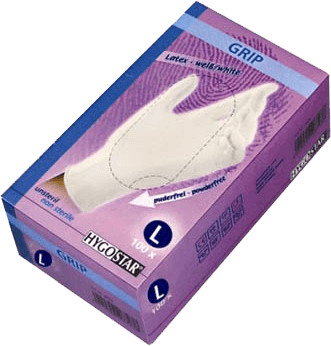 Hygostar Gants en latex Gripp blanc, taille L