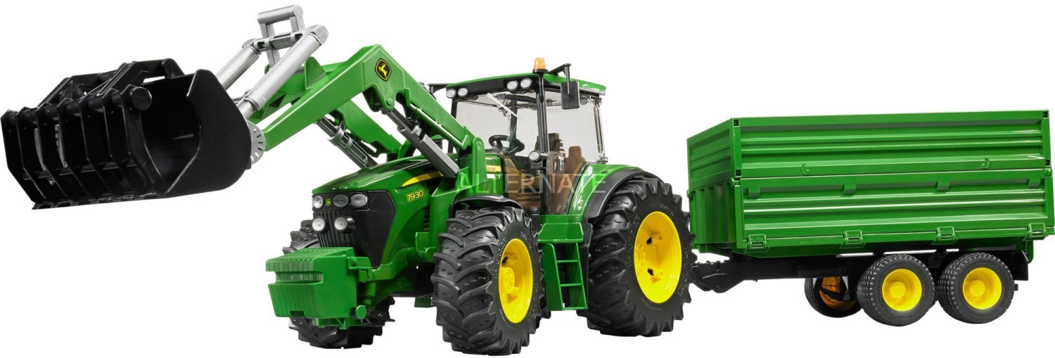 Bruder John Deere with Front Loader and Tandem Axle Tipping Trailer (03055)