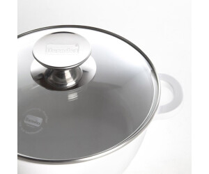 Berndes 032143 Vario Click Induction White Marmite en fonte daluminium revêtement céramique Couvercle en verre 20 cm 2,3 L