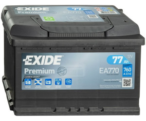Exide lead acid, EA770 Premium Carbon Boost Autobatterie, Kompatibel mit  PKW, 12V 77Ah 760A, Schwarz, 278 x 175 x 190 mm