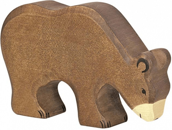 Holztiger Ours brun mangeant