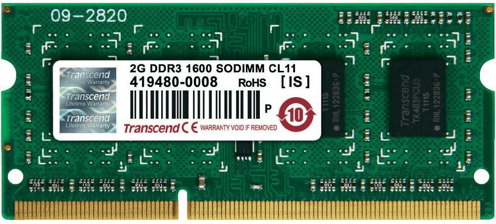 Transcend JetRam 2 Go SO-DIMM DDR3 PC3-12800 CL11 (JM1600KSN-2G)