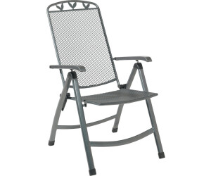 greemotion Relaxsessel Toulouse eisengrau Gartenstuhl aus schmutzunempfindlichem Streckmetall Stuhl mit 5-fach Verstellung und Fußteil witterungsbeständig und pflegeleicht