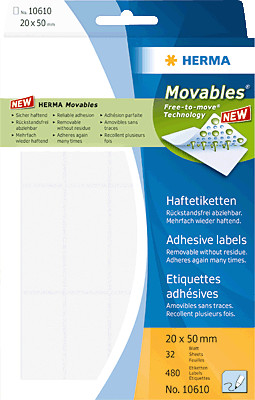 Photos - Other consumables Herma Adhesive labels white Movables 20 x 50 mm  (10610)