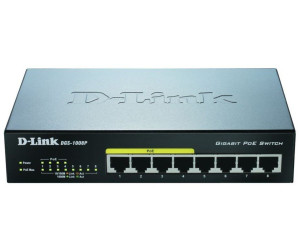 D-Link Switch 8 ports Gigabit POE 10/100/1000mbps Idéal partage de connexion et mise en réseau Small Office Home Office DGS-1008P 