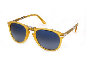 Lunettes De Soleil POLARISÉES Persol Steve McQueen – Havane/bleu, Pliables, Faites Main En Italie