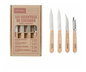 OPINEL - Coffret Les Essentiels Naturels - Coffret Cuisine - Couteau  Cranté, Couteau Économe Légumes - Set Couteau Cuisine Office Lame Inox &  Manche