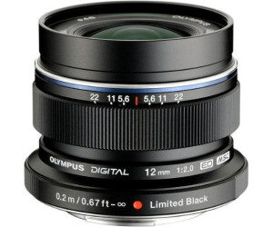 for Micro Four Thirds Cameras Black Olympus M.Zuiko Digital ED 12mm F2.0 Lens 