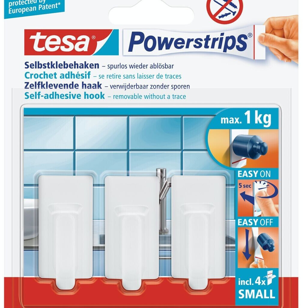 tesa POWERSTRIPS® Klebehaken Small Classic Weiß Inhalt: 3 St