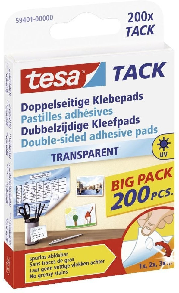 600 Stück TESA tack Klebepads - doppelseitig klebend /spurlos ablösbar / wiederverwendbar / transparent : : Gewerbe, Industrie &  Wissenschaft