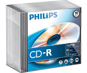 10 CD-R 700 Mo 52x En Boîte Slim - Idéal Pour Sauvegarder Musique, Données Et Fichiers Multimédias