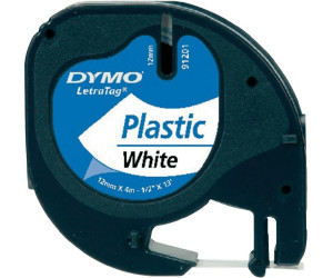 12 T3O7 2 Pack Kunststoff Etiketten für Dymo Letratag 91201 Schwarz auf Weiß