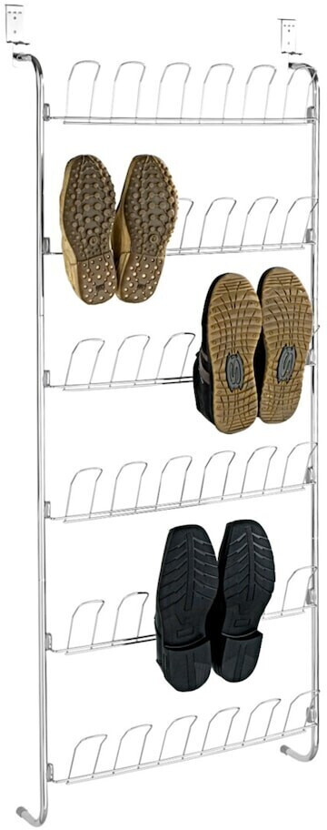 WENKO Support chaussures, porte chaussures mural à suspendre avec 6  compartiments pour 18 paires de chaussures, rangement et organisation dans  la maison, métal, 59x151x14 cm, chromé