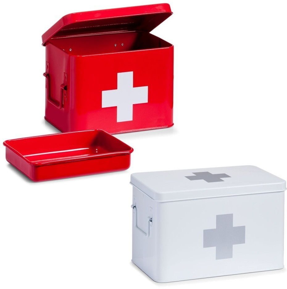 Zeller 18119 Medizin-box, Metall/L 32 x 19.5 x 20 cm, weiß