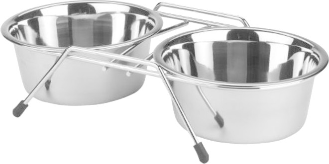 Kerbl Gamelle double avec support 2 x 450 ml