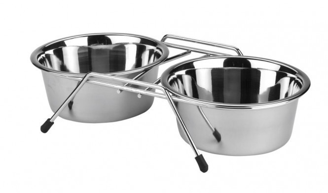 Kerbl Gamelle double avec support 2 x 900 ml