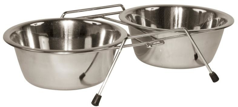 Kerbl Gamelle double avec support 2 x 1800 ml