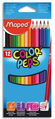 Étui de 12 crayons de couleur triangulaire Maped Color'peps pour