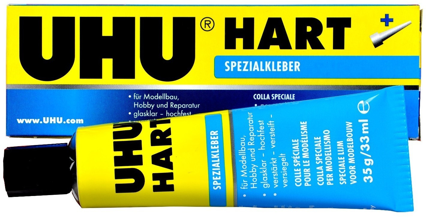 UHU Hart - Colle spéciale pour le modélisme, bois et plastique,  transparente, tube 35 g : : Jeux et Jouets
