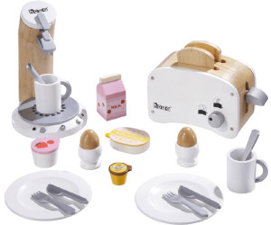 howa Kaffeemaschine und Toaster für Kinder aus Holz incl 13 tlg Zubehör 4887 