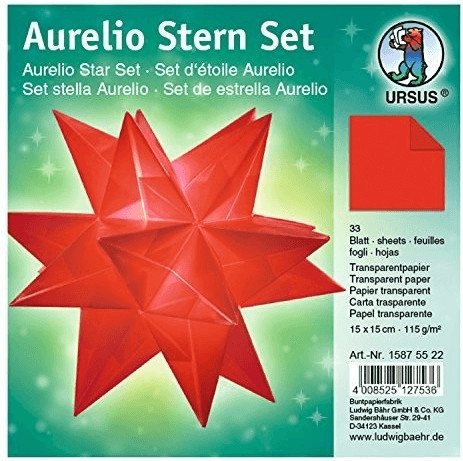 Ursus Aurelio Star Set Transparent Paper 115g 15x15cm 33 Sheets Red