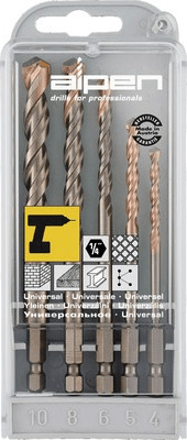 Alpen multicut drill bits with 1/4 hexagonal shank. 5 pieces