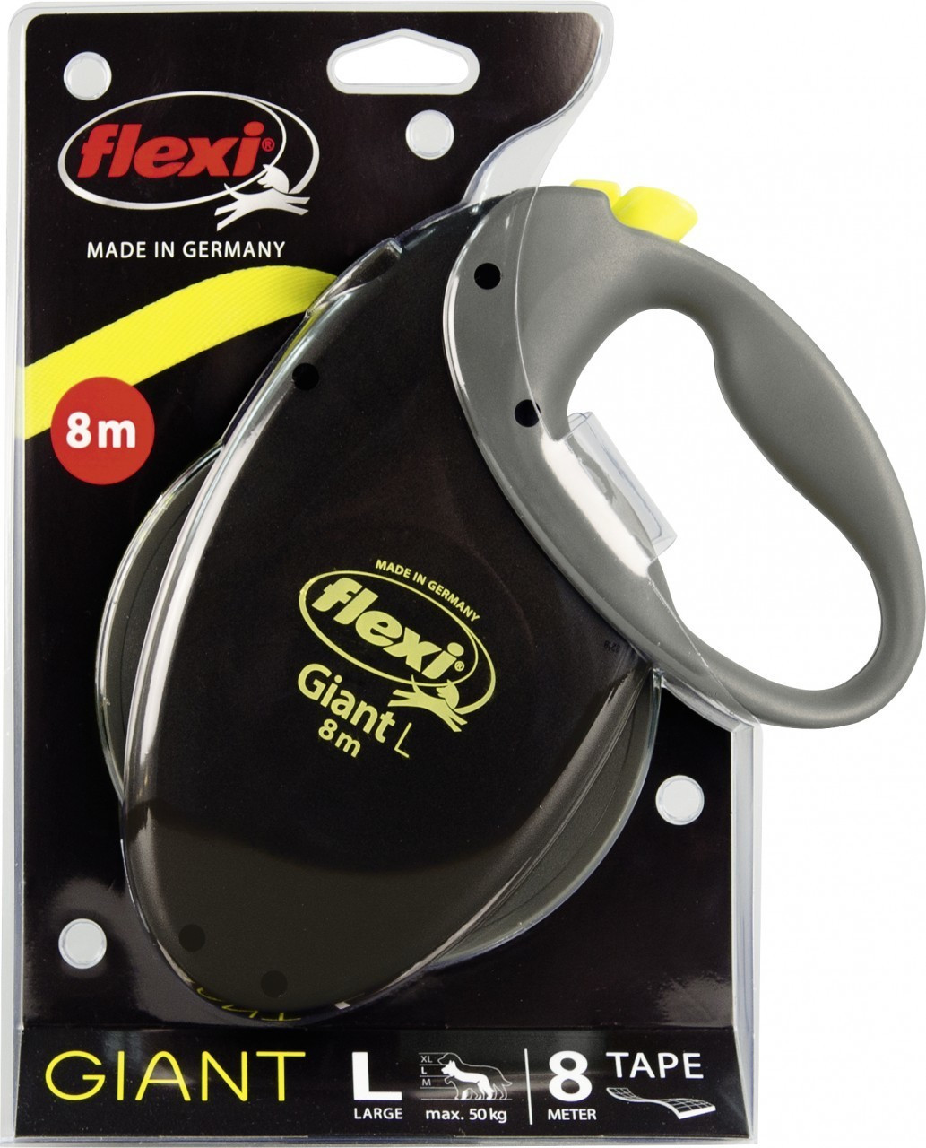 Flexi Laisse enrouleur pour chien L 8 m noir/jaune