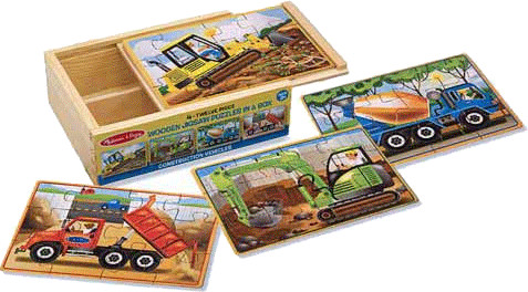 Melissa & Doug Construction Vehicles Puzzles in a Box (3792)