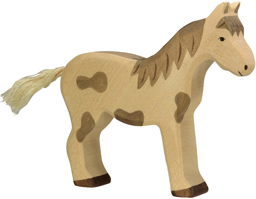 Holztiger Cheval debout tacheté