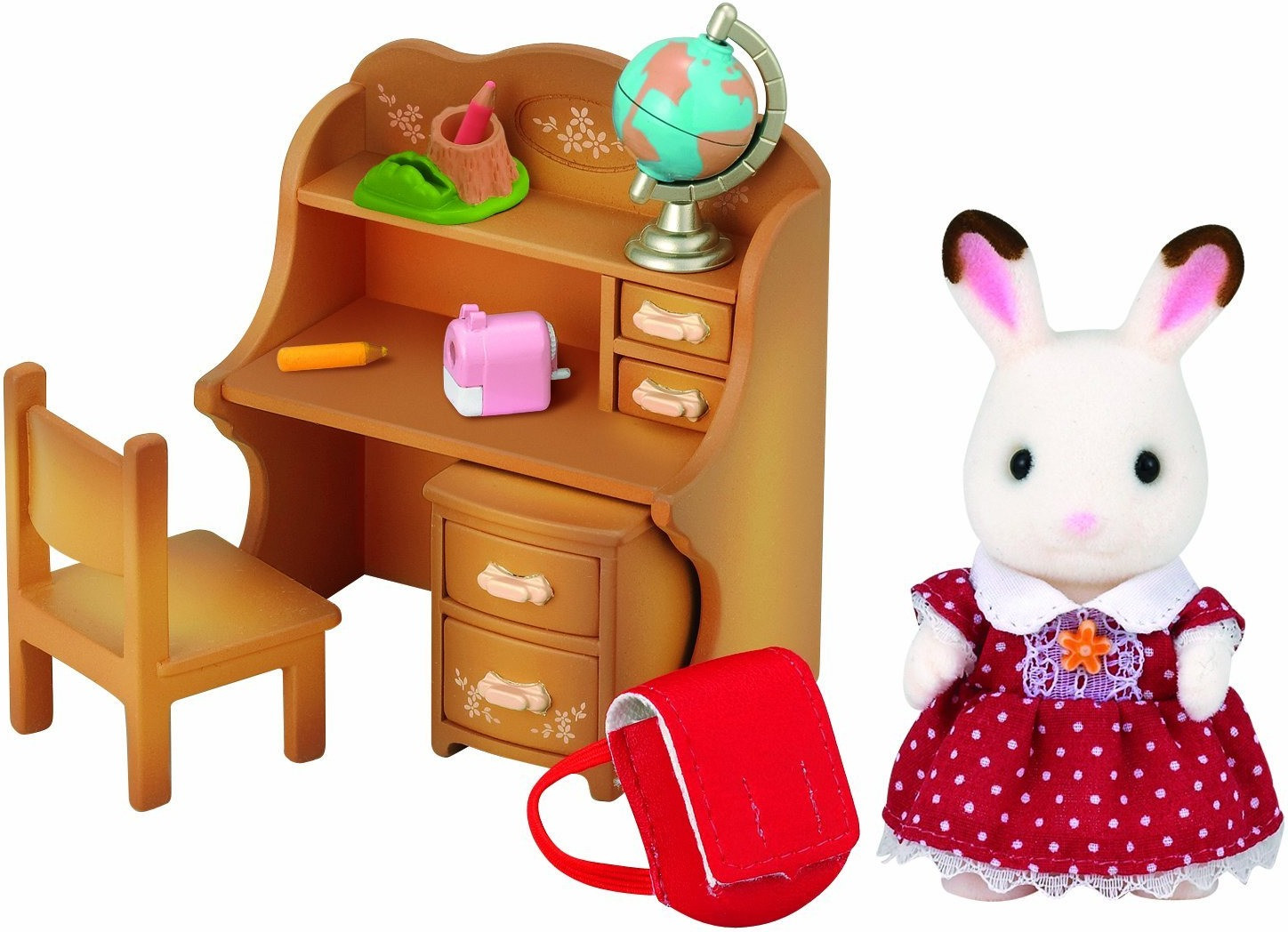 Sylvanian Families Fillette lapin chocolat à son bureau