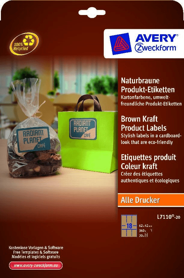 Avery Étiquettes produit enlevables brunes naturelles (L7110-20)