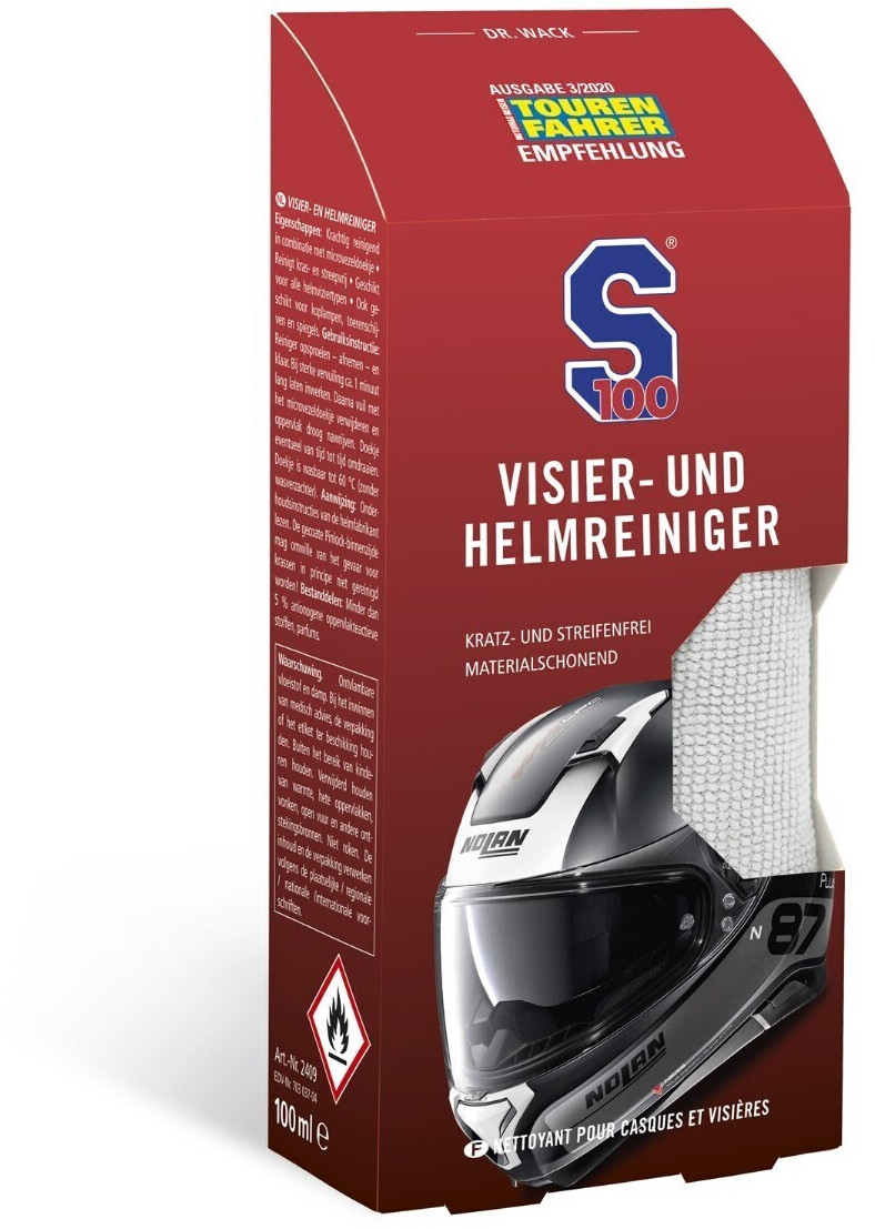 S100 Kit de nettoyage casque et visière avec chiffon microfibres