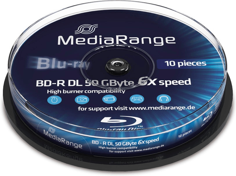 MediaRange BD-R DL 50Go 6x cake de 10 pièces