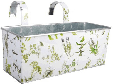 Esschert Bac à fleurs avec crochet imprimé herbes aromatiques