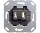 USB Unterputz-Steckdose mit 2 Anschlüssen, Ladegerät, USB A Ladebuchsen mit  LED-Ladeindikator, rund, matt- antifingerprint, ohne Rahmen, grau