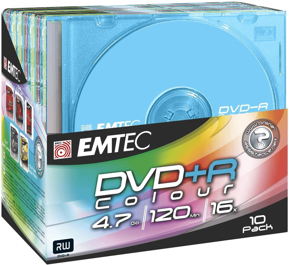 Emtec DVD+R 4,7gb 120min 16x Colour 10er Slimcase