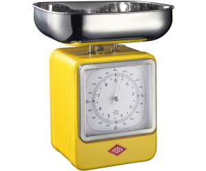 Wesco Retro Kitchen Scales with Clock Lemon Yellow