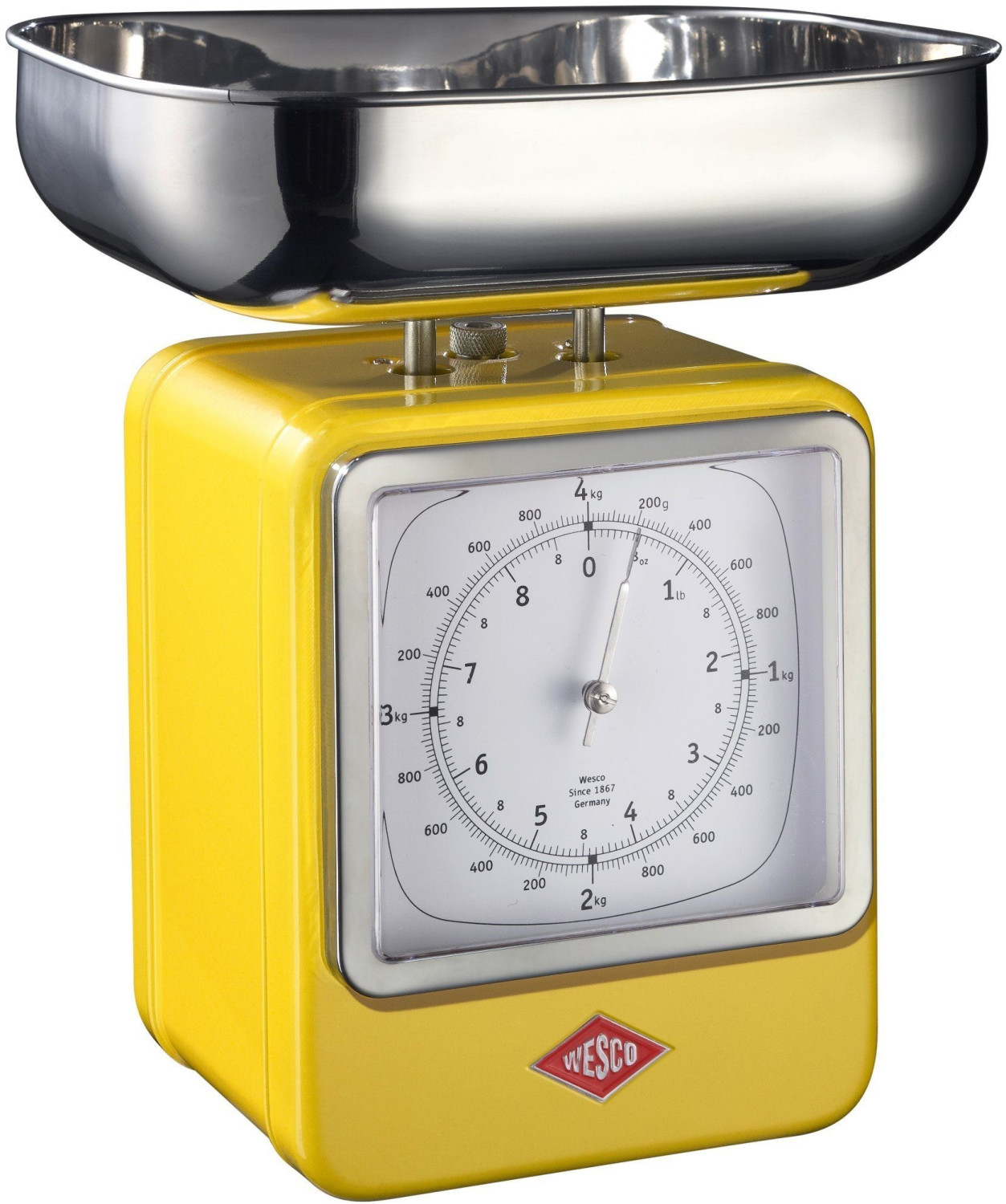 Wesco Retro Kitchen Scales with Clock Lemon Yellow