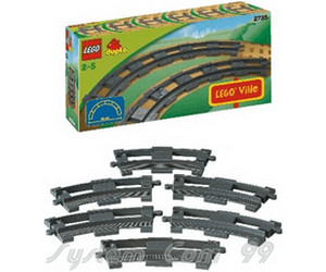 10 gebogene hellgraue Schienen Lego Duplo Eisenbahn 