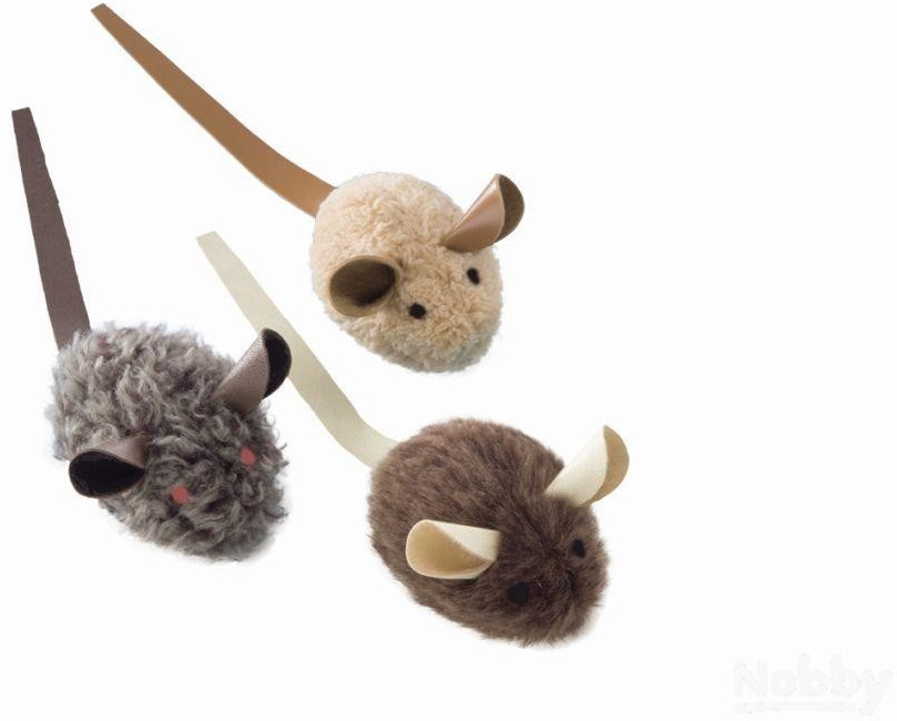 Nobby Souris en peluche avec queue en cuir 6 cm (80165)