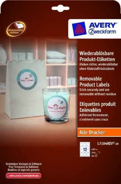 Avery Étiquettes produit enlevables 60 x 40 mm blanches (L7104REV-20)