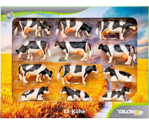 Maße 6x10 cm stehend Kids Globe Kühe schwarz/weiß 12 Stück liegend fressend 