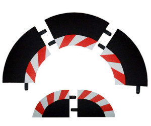 Carrera schwarz 1 Randstreifen f.Kurve oben 33 cm gebogen 1:24 unten 29 cm 